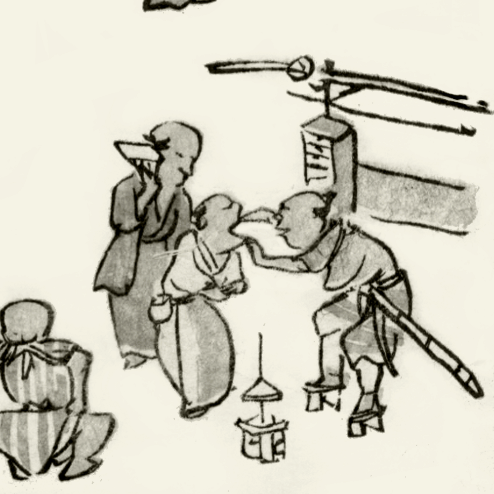 “Hokusai, Commerces et médecins (détail 2)”. Image du livre : Éloge de la main (par Henri Focillon)